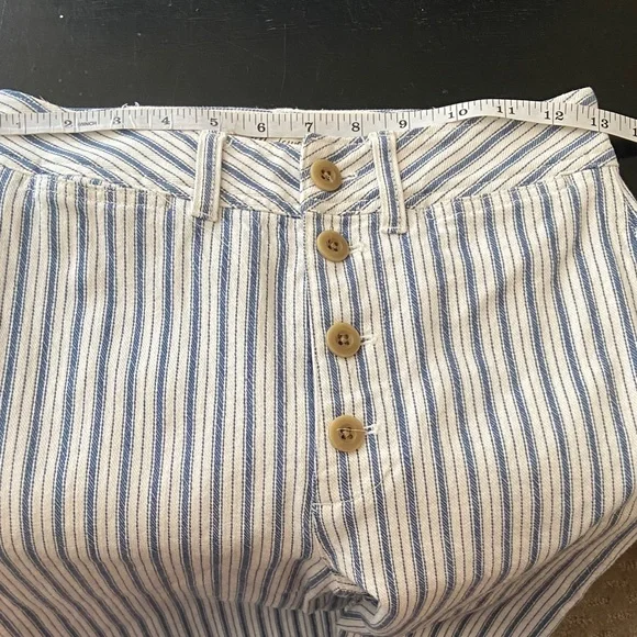 Madewell Emmett Wide-Leg High Waist Pant, White with Blue Stripe Size 25 - Picture 7 of 10